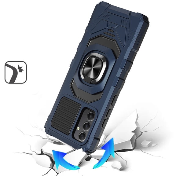 For Samsung Galaxy A36 Hybrid Dual Layer with 360° Rotate Magnetic Ring Stand Holder Kickstand TPU Rugged PC Shockproof Cover, XPM Phone Case [Blue]