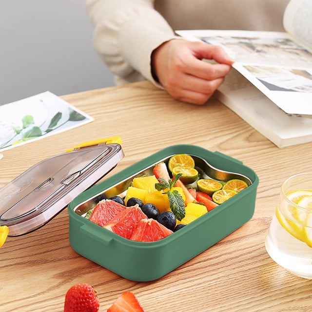 YIMWNYI Bento Lunch Box, Leak Proof Lunch Container, Multi-Compartment Meal Prep Box, Easy to Carry Design, Microwave Safe Plastic and Stainless Steel Liner