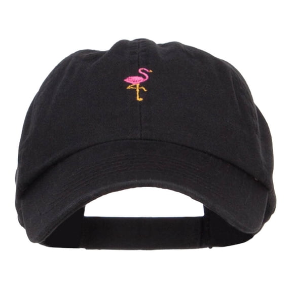Mini Flamingo Embroidered Pet Spun Cap - Black OSFM
