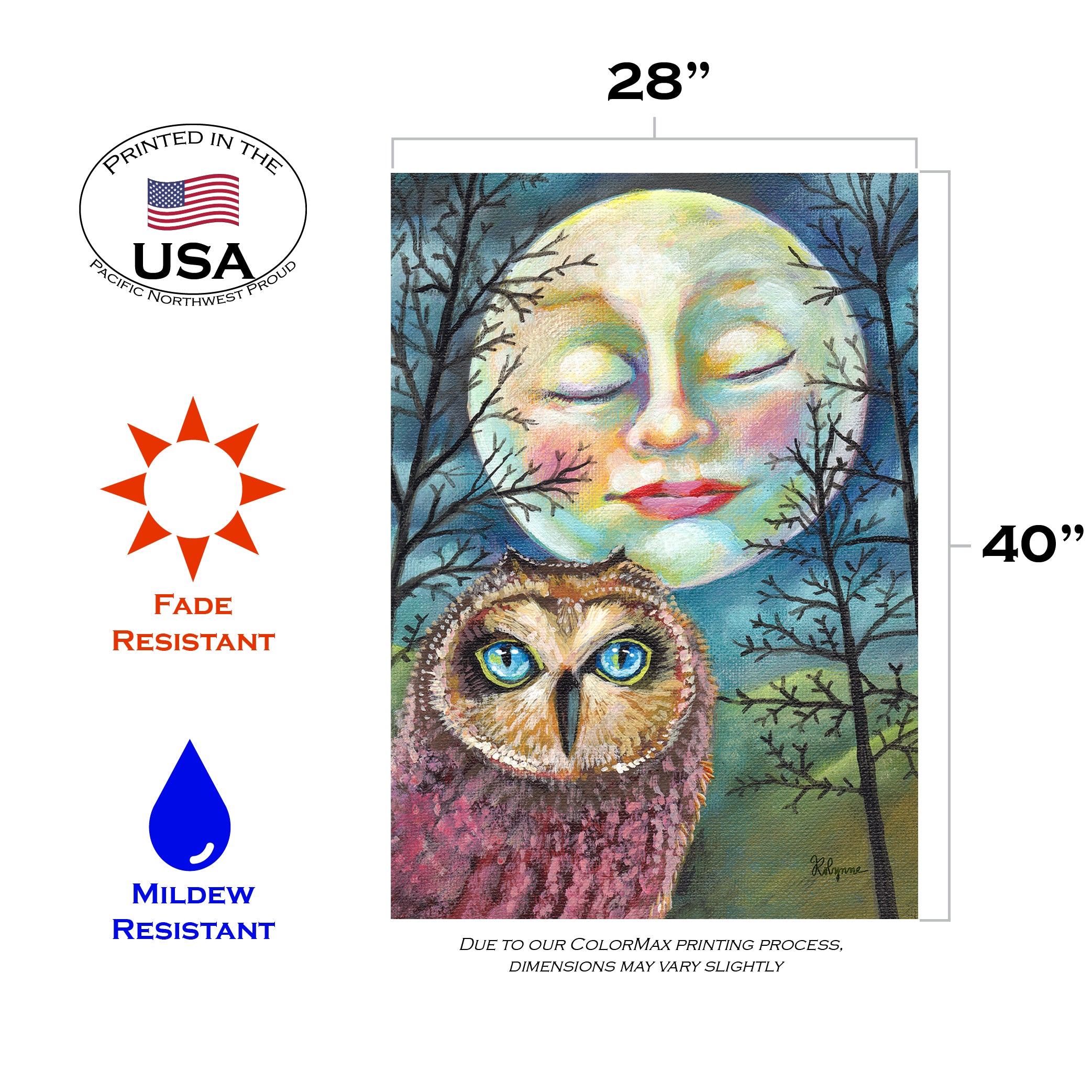 Toland Home Garden Moonlit Owl Winter Fall Garden Flag Double Sided 28x40 Inch - image 2 of 5