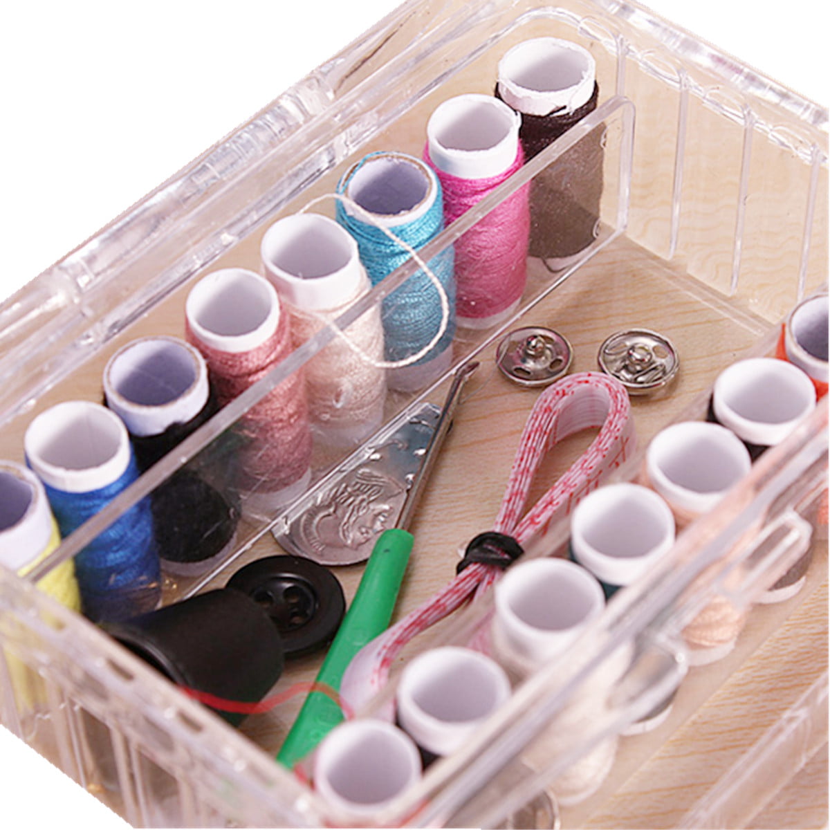 126Pc Sewing Kit Measure Scissor Thimble Thread Needle Storage Box Travel Set DM 