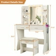 thumbnail image 7 of Compact Size Vanity Desk with Mirror and Lights, 34 Inch Makeup Vanity with Power Outlet & Hair Dryer Rack,3 Adjustable Lighting Colors, Vanity Set with Cushioned Stool, 7 of 7
