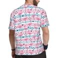 thumbnail image 2 of Wukai Striped Flamingo Print Men's Short-Sleeved Mesh T-Shirt,Quick-Dry Short Sleeve Workout T-Shirt-Small, 2 of 8