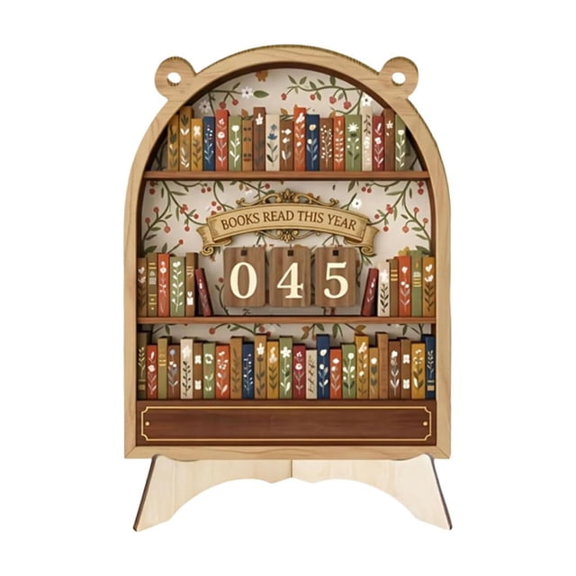 Wooden Books Read Counter Reading Tracker Sign For Home Library Shelf Table Bookshelf Decor 10 in x 6 in