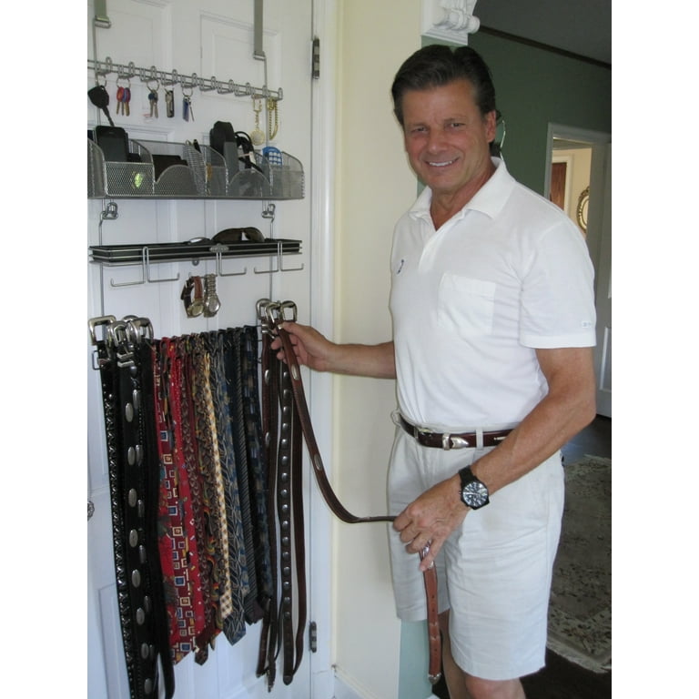 MDesign Metal Over Door Hanging Closet Storage Organizer