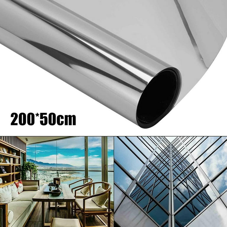 Window Tint for Home, Privacy Window Film, Glass Mirror Tint Non Adhesive Static Cling UV Blocking Heat Control Reflective Solar Pet Film, Size: 50