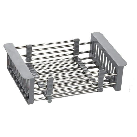 1 Pcs Extend Kitchen Sink Drain Basket, Stainless Steel Retractable Sink Rack, Over Sink Dish Rack Extender Basket for Vegetables Fruits and Dishes