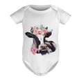 thumbnail image 5 of Watercolor Cow Floral Baby Bodysuit Girl Boy Farm Animals Cows Leaves Short Sleeve Baby Romper Outfit T-Shirt Cotton, 5 of 7