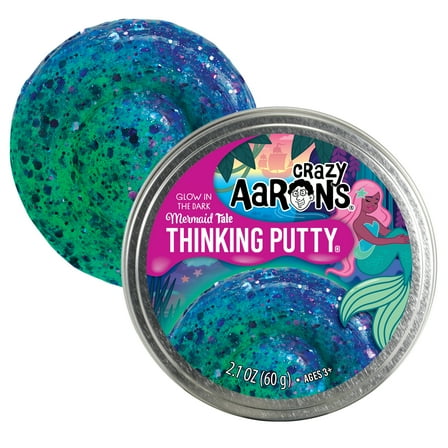 Crazy Aaron's Glow In The Dark Mermaid Tale Putty, Sea Green