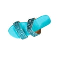 thumbnail image 1 of Beach Flat Sandals for Women, Solid Color Slip-On Style with Sequined Rhinestone Strap, Soft Footbed, Open-Toe Design, Lightweight Sole, Breathable Summer Footwear, 1 of 9