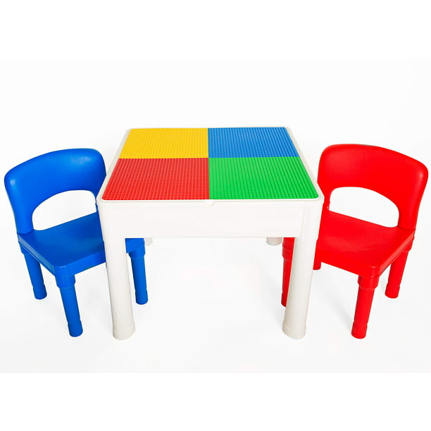 Lego Table Best Item 4 In 1 Play Build Table Set For Indoor Activity Outdoor Water Play Toy Storage Building Block Fun Includes 2 Toddler Chairs By Playbuild Walmart Com Walmart Com