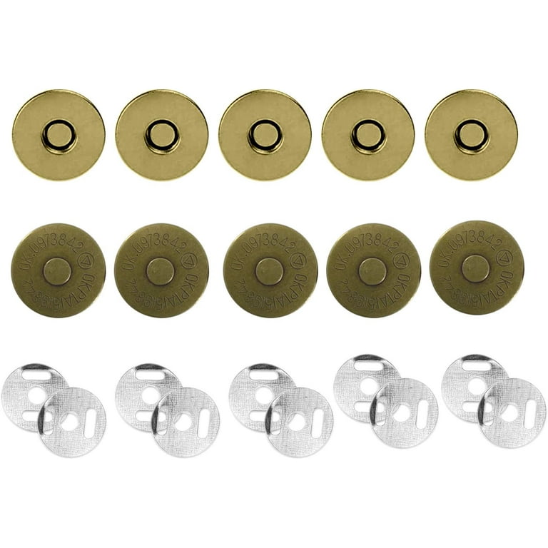 Trimming Shop 14mm Gold Magnetic Snap Fastener for Sewing and Clothing  Repair, Pack of 20