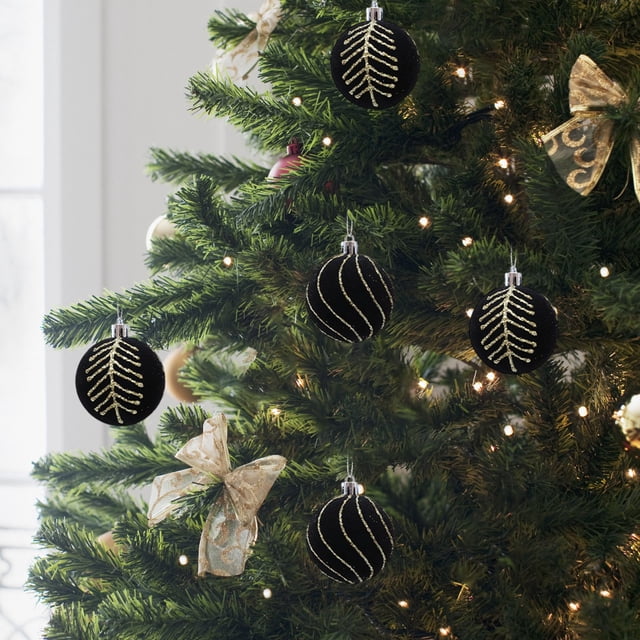 hengsof 4PCS/6Cm Velvet Christmas Balls Flocked Christmas Tree Hanging Ornaments for Xmas Tree Holiday Party Decor