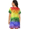 thumbnail image 6 of Lafuoo Colorful Tie Dye Pattern Women's Short-sleeved Nightdress, Knee-length Pullover Nightgown, Summer Home Wear-Small, 6 of 8