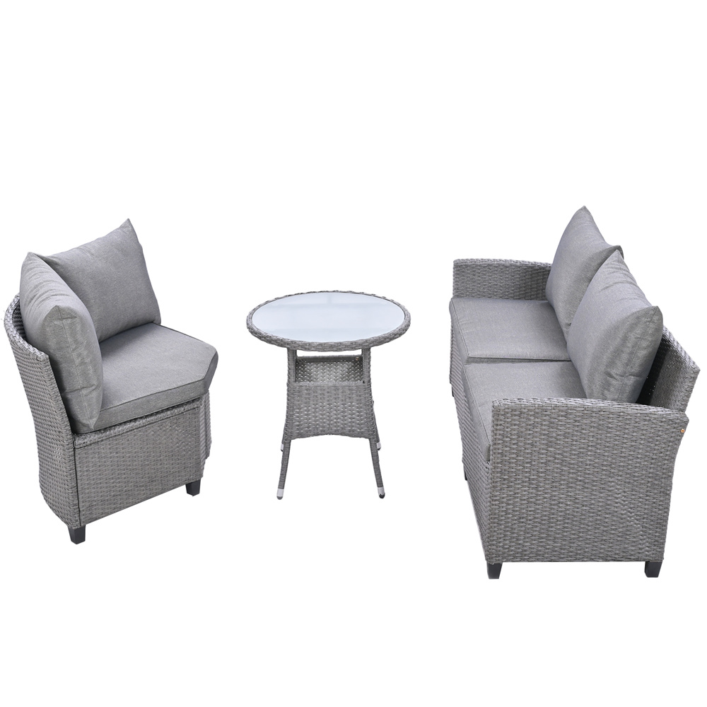 4 Piece Patio Dining Set, 3 Rattan Wicker Chairs and Coffee Table, All-Weather Patio Conversation Set with Cushions for Backyard, Porch, Garden, Poolside, L4654 - image 3 of 10