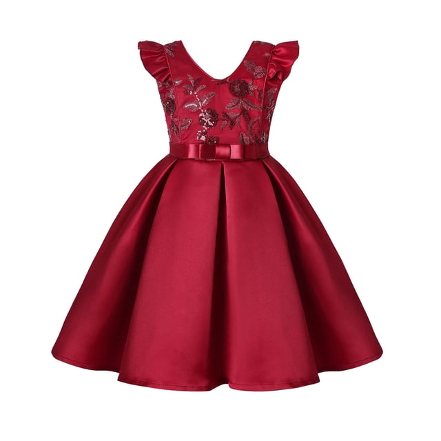 TJAZFJPA Robe Fille Tout-Petit Enfants Filles Imprimés Sans Manches Fête Vacances Style Court Robe Princesse Vêtements Robe pour Filles