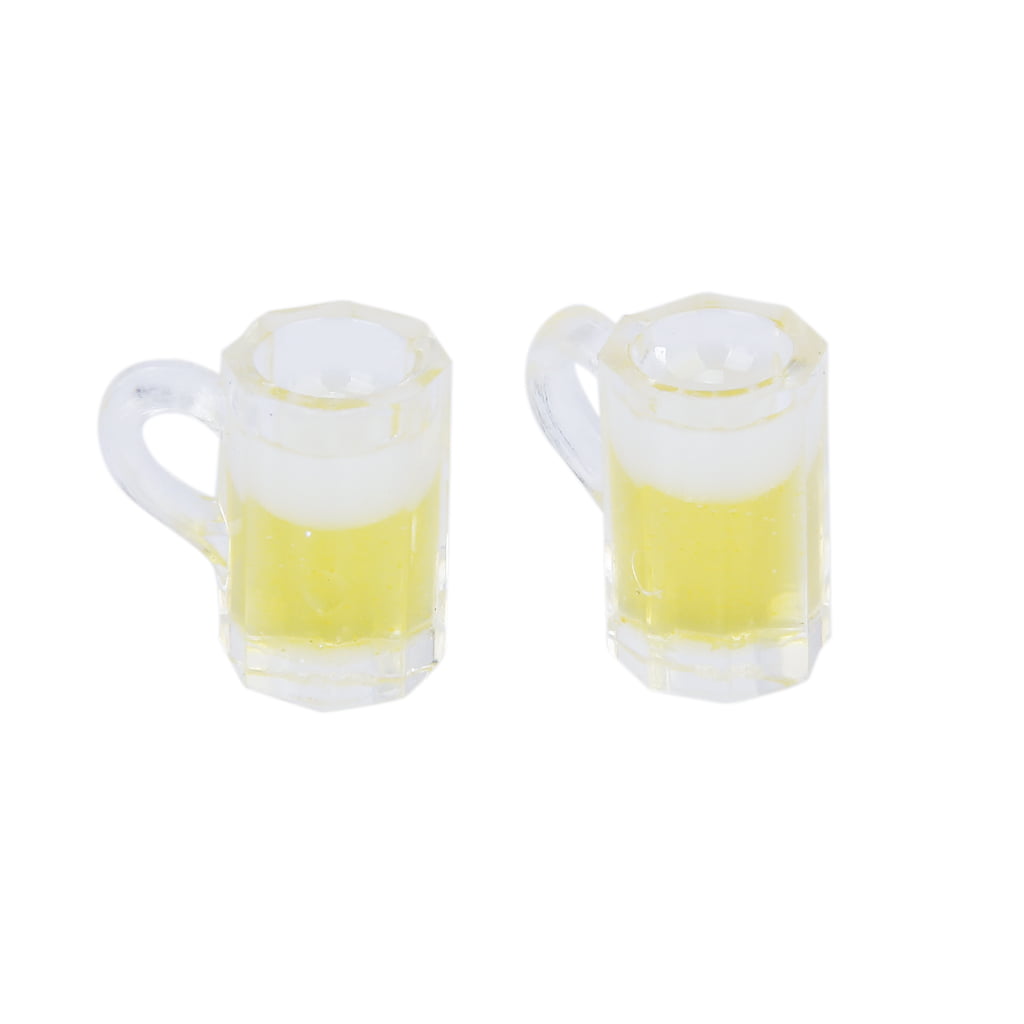 2 Pair Dollhouse Miniature Plastic High Beer Mugs Drink Cup Party Furnitures 