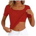 thumbnail image 7 of QGJZVUNL Womens Summer Tank Tops with Built In Bras Casual Short Sleeve Ribbed Knit Shirts Size M, 7 of 7