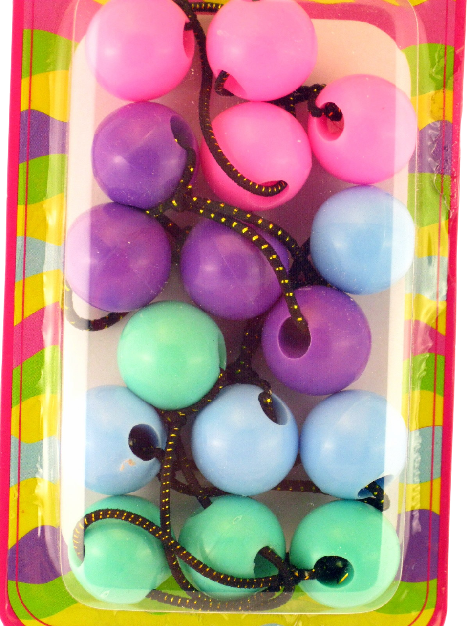 Jolie Girls by Tara 22 mm Twin Bead Ball Assorted Color Ponytail Holder Elastics - 8 Pcs.