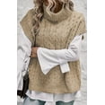 thumbnail image 6 of Women's Sophisticated Light French Beige Cable Knit Turtleneck Sweater - [ZhiHiMeRi] | (US 16-18)XL, 6 of 7