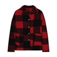 thumbnail image 6 of Women's Plaid Fleece Jacket with Pockets and Button-down Fleece Coat Wine M, 6 of 6