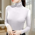 thumbnail image 4 of qucoqpe Women's 2025 Fall Winter Fashion Casual Solid High Neck Long Sleeve Stretchy Slim Knitted Sweater Pullover Tops, 4 of 5