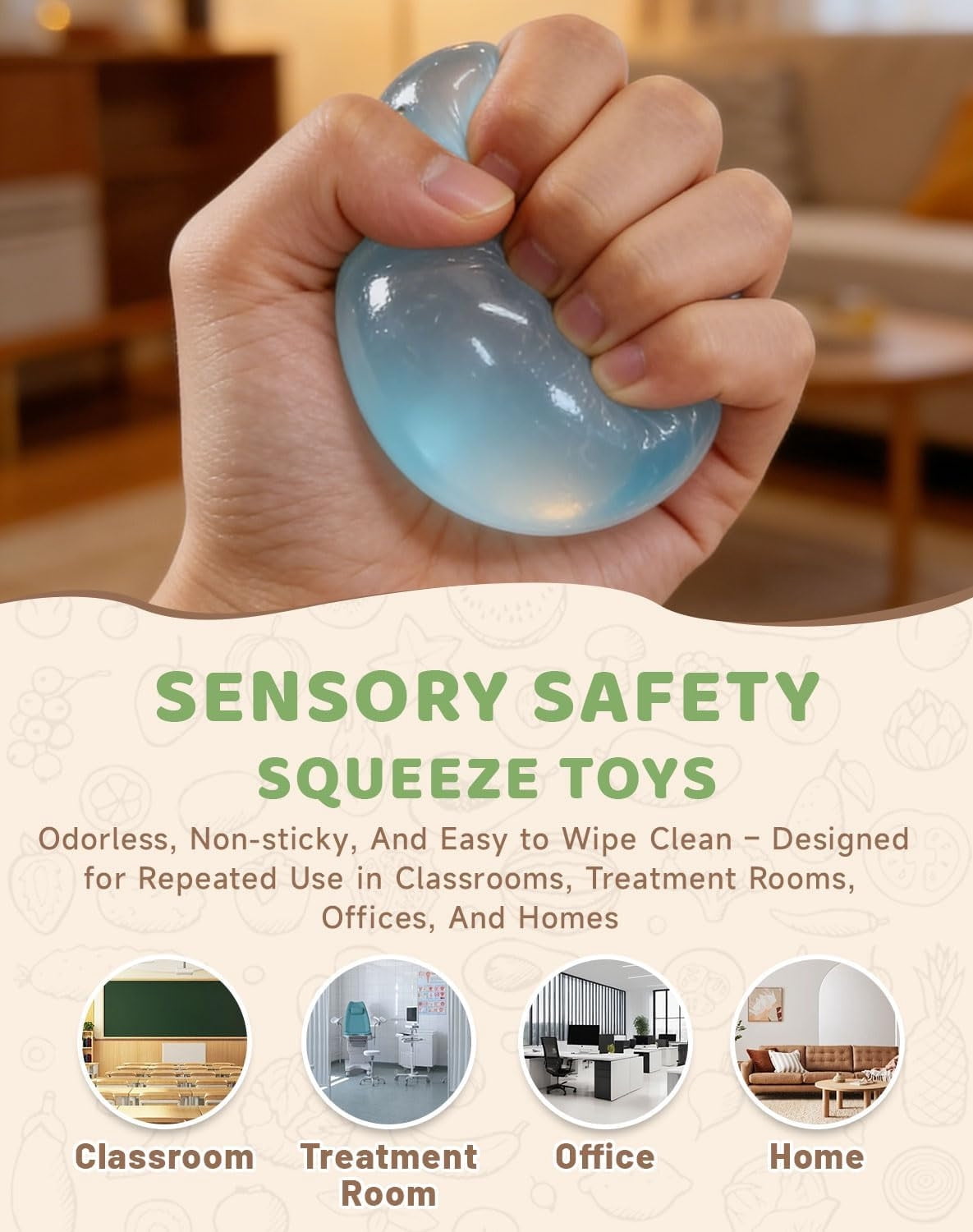 Coconut Oil Squishies - 2026 Coconut Oil Stress Ball, Slow Rising Squishies, Odorless, Non-Sticky, Easy to Clean, Improving Focus, or Easing Tension During Study, Work, or Relaxation