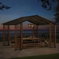 thumbnail image 3 of Sunjoy Clint 11 x 13 ft. Outdoor Cedar Wood Frame Gazebo with Black Steel Hardtop Roof for Patio, Garden, Backyard, and Lawn Activities, 3 of 11