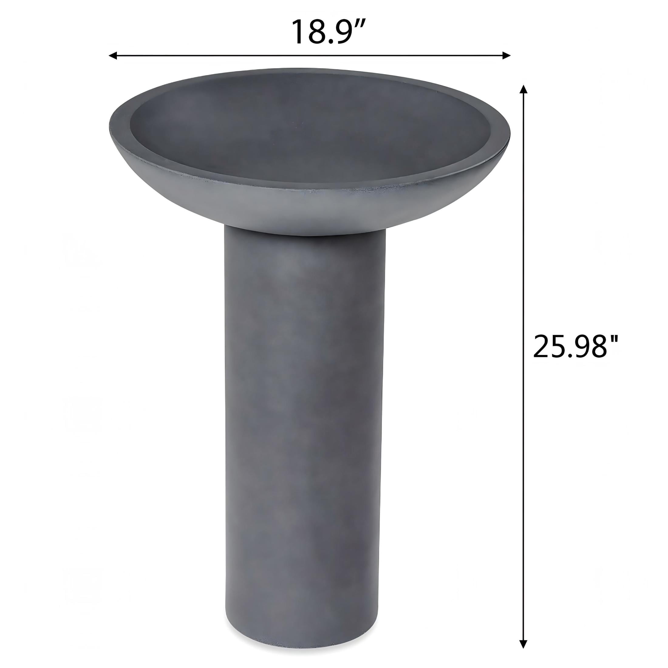 Christopher Knight Home 26" Outdoor Pedestal Bird Bath for Patio Garden, Polyresin Stone Look, Gray