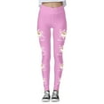 thumbnail image 5 of Fiaer Merry Christmas Leggings for Women Santa Snowflake Graphic Plus Size Pants High Waisted Cozy Pink Tight Trousers Pink XXL, 5 of 5