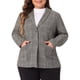 thumbnail image 1 of Blazer formal de mujer plus size de cuadros con solapa de muesca GRACE & GRANDEUR 1X negro marrón, 1 of 1
