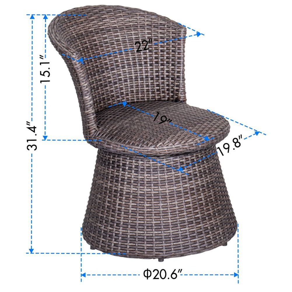 Kepooman Balcony Garden Table and 2 Chairs for Home, Brown Kepooman Balcony Garden Table and 2 Chairs for Home, Brown