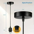 thumbnail image 3 of E27 pendant light with screw ring, 100cm adjustable fabric cable, pendant light compatible with lampshade, ideal socket for kitchen pendant light, black, 3 of 5