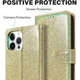 thumbnail image 5 of for iPhone 13 Pro Max Case Wallet, Card Holder Leather Luxury Cute Pattern Love Heart + Screen Protector, Card Slot iPhone 13 Pro Max Case, Shockproof Protection for Gilrs Women -Gold, 5 of 11