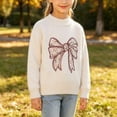 thumbnail image 5 of CYRBOKO Sweaters for Girls, Soft Casual Winter Warm Long Sleeve Knitted Tops Beige Size 9-10 T, 5 of 6