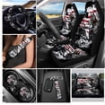 thumbnail image 2 of Yuyamidu Wolf Auto Seat Covers Full Set of 12 American Flag Car Steering Wheel Accessories Seatbelt Strap Pads Cup Holders Chapstick Holder Keychain Wrist Strap, Universal Fit, 2 of 6
