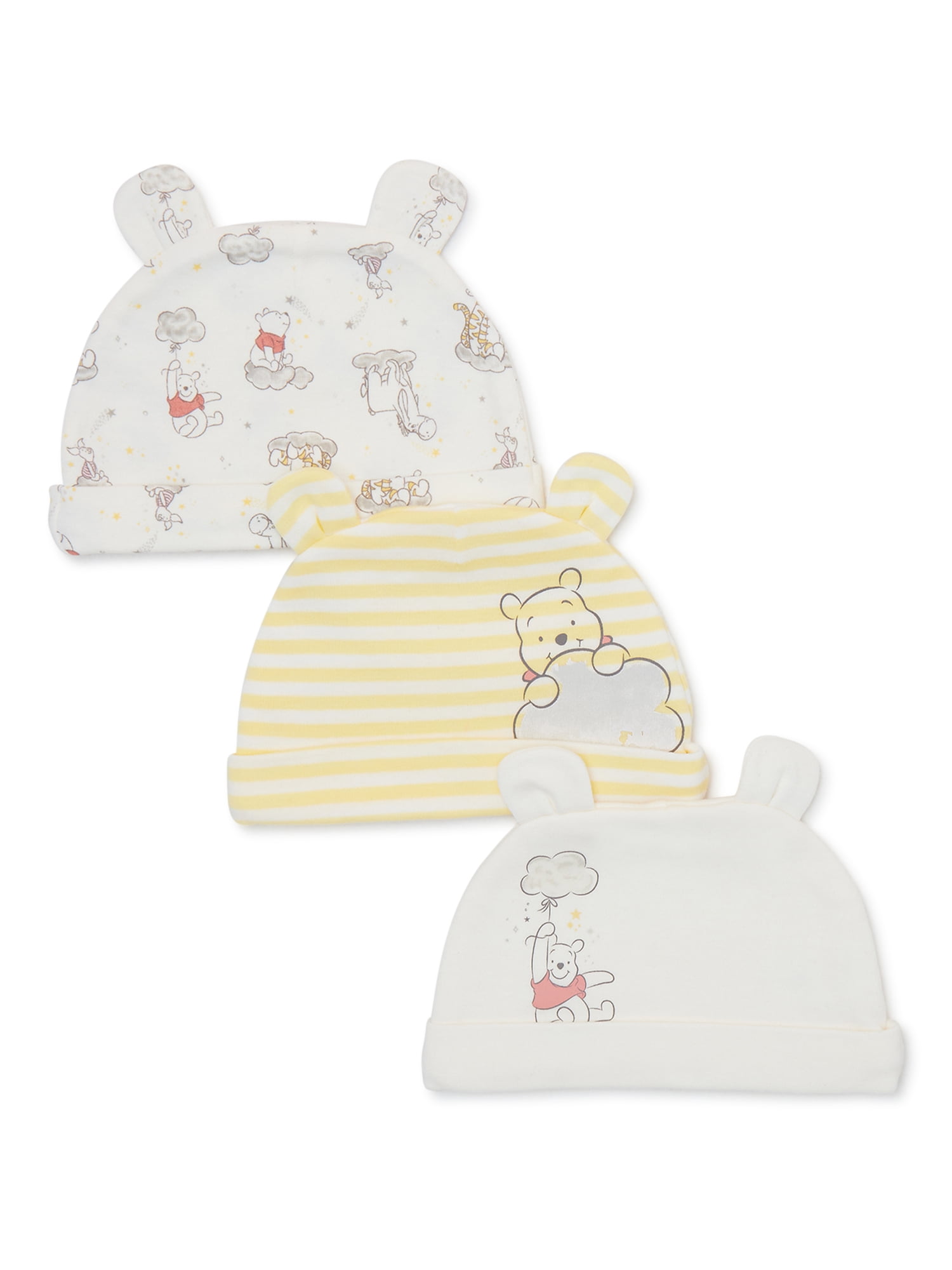 Disney Baby Wishes + Dreams Winnie the Pooh Baby Boys and Girls Unisex Caps, 3-Pack, Sizes 0-12 Months