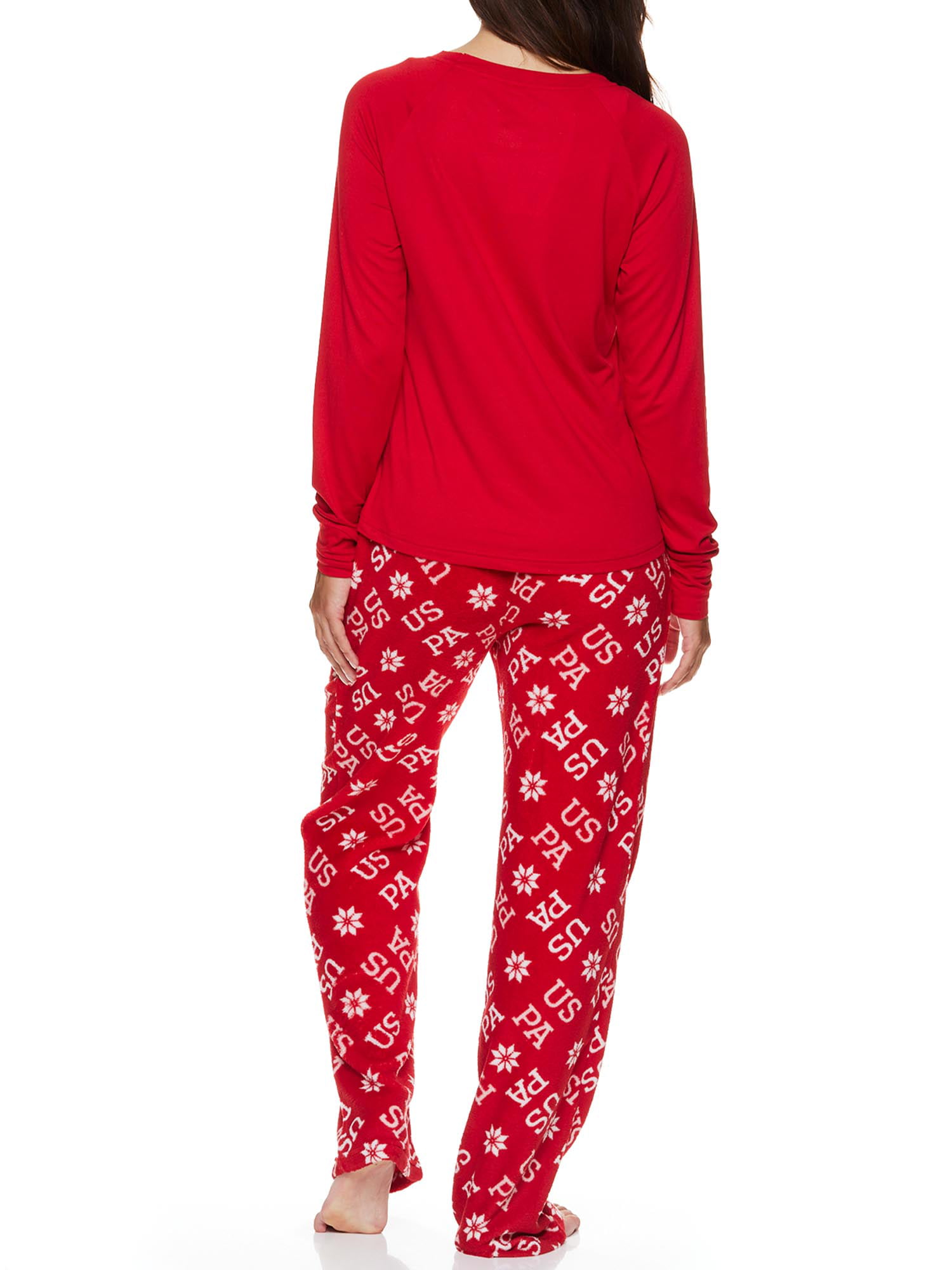 U.S. Polo Assn. Women's & Women's Plus Long Sleeve Top and Plush Pant Pajama  Sleep Set, 2-Piece, Sizes S-3XL 