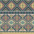 thumbnail image 2 of Ambesonne Ethnic Fabric by the Yard Upholstery, Tribal Striped Ornaments, 2 Yards, Multicolor, 2 of 5