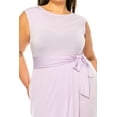 thumbnail image 6 of MOA Collection Women's Plus Size Sleeveless Sheath Dress Knife PleatsTulip Skirt Front Sash Detail, 6 of 6