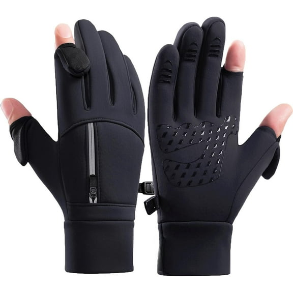 Jtbuh XLY Winter Fingerless Fishing Gloves for Men & Women, Windproof Cold Weather Touchscreen Motorcycle Cycling Gloves for Photography Hunting Driving Ski Running
