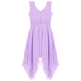 thumbnail image 6 of iiniim Girls V Neck Sleeveless Princess Asymmetric High-Low Pleated Dress Lavender 8, 6 of 7