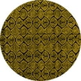 thumbnail image 1 of Ahgly Company Machine Washable Indoor Round Abstract Yellow Modern Area Rugs, 5' Round, 1 of 4