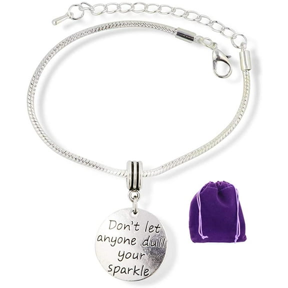 Don't Let Anyone Dull Your Sparkle Snake Chain Charm Bracelet