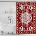 thumbnail image 3 of Red Boho Shower Curtain, Waterproof Shower Curtains for Bathroom, Multicolored Colorful Tainted Pattern Tribal Washable Fabric Bathtub Curtain Set Bath Decor with 12 Hooks Long 72"x84", 3 of 8