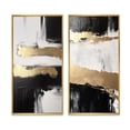 thumbnail image 2 of Designart "Horizontal Perspectives Abstract in Gold and Black V" Abstract Painting Framed Wall Art Set Of 2 - Modern Gold Gallery Wall Frame Set For Home Decor, 2 of 6