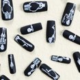 thumbnail image 3 of Fofosbeauty 24pcs Press on False Nails Tips, Coffin Acrylic Nails, Skeleton Black, 3 of 6
