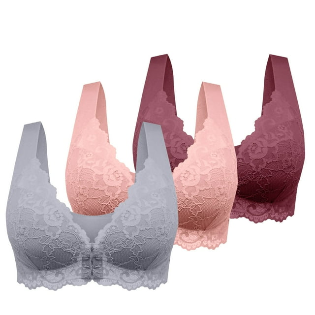 WZXFASHION Womens No Ring French Womens Front Close Bra T Back Plus Size Unlined Bra For Large Bust Bra N XXXXXXXXL