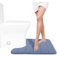 thumbnail image 1 of LAICAIW Memory Foam Toilet Bath Mat U-Shaped, 24 X 20 Inches,Soft and Comfortable, Super Water Absorption, Non-Slip, Machine Wash and Easier to Dry for Bathroom Commode Contour Rug, Denim Blue, 1 of 7