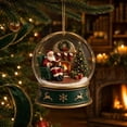 thumbnail image 4 of ZENVIVE Charming Christmas Snow Globe Ornament, 3.5 Inch Resin And Glass Hanging Piece With Gold Cord, Festive Village Scene Display For Tree Home Party, Santa Chair Fireplace Scene, 4 of 8
